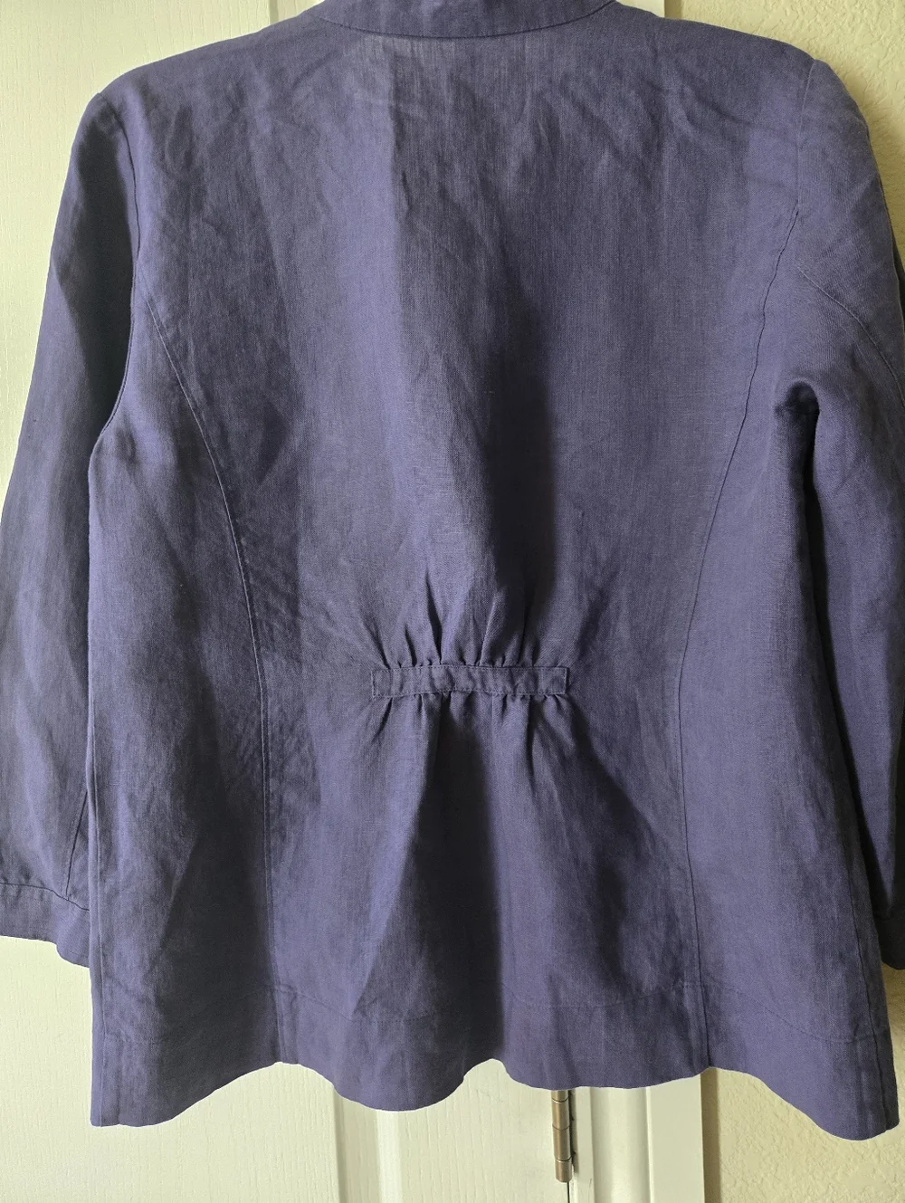 Purple Button-Front Linen Jacket Shirt Eileen Fisher Xs 3/4 Sleeves - Picture 4 of 10